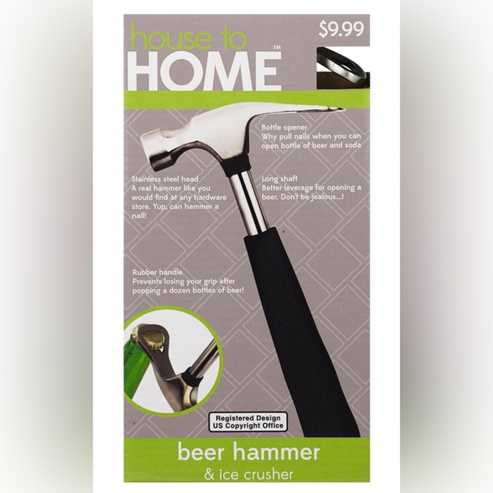 Stainless Steel Beer Hammer &Ice Crusher with Black Rubber Handle